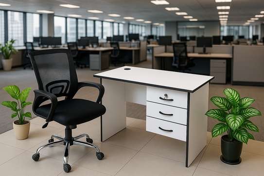 Office Desk: White Office Computer Desk image 1