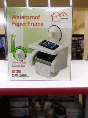 Tissue holder with phone holder waterproof,  white image 1