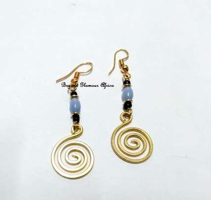 Womens Spiral gold tone crystal earrings image 2