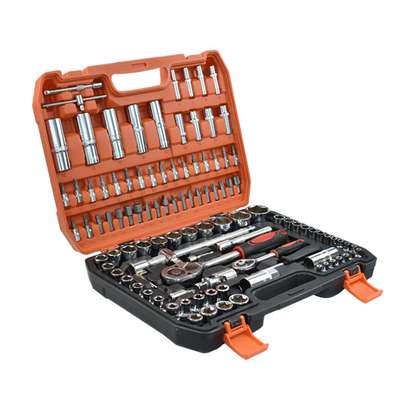 108 pcs tool set chrome vanadium socket wrench set tool kit with plastic box image 1