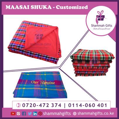 MAASAI SHUKA WITH A FLEECE, CUSTOMIZED- EMBROIDERY image 1