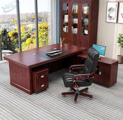 Office Desk: 2.0m Desk With Mahogany Finish, Sleek & Stylish image 3