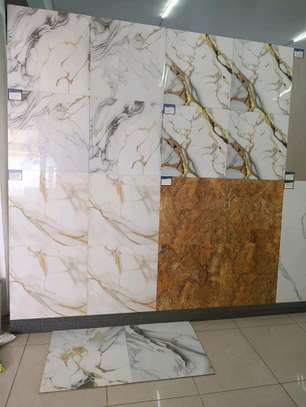 Elegant Marble Effect Porcelain Floor Tiles Glossy Finish image 1