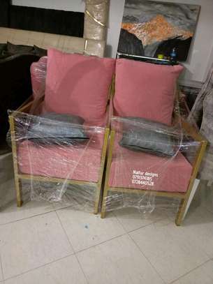 Modern pink single seater sofa set image 3