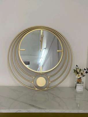 New Decorative tree circular mirror wall clock. image 2