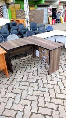 Wood office desk with L shape image 1