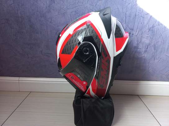 SMK Typhoon Style Red White Helmet image 1