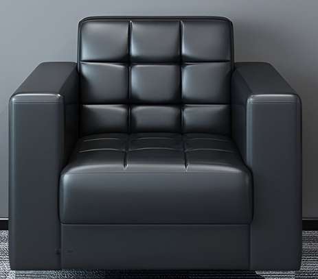 Office Sofa; Black Puffy Upholstery Office Sofa(5 Seater) image 5