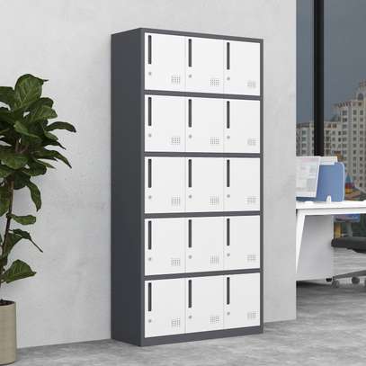 Office cabinet: 15-locker steel office file cabinet image 5