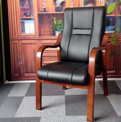 Office Chair: Mahogany Arm & Base Leather Office Chair image 3