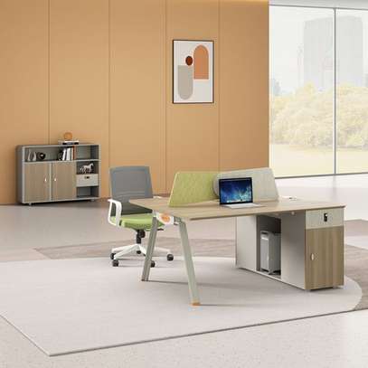 Modern Modular Office Workstation with Cubicle Frames image 1