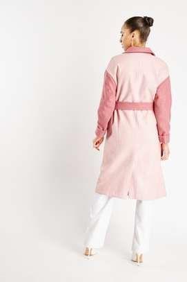 Long Contrast Belted Trench Coat image 3