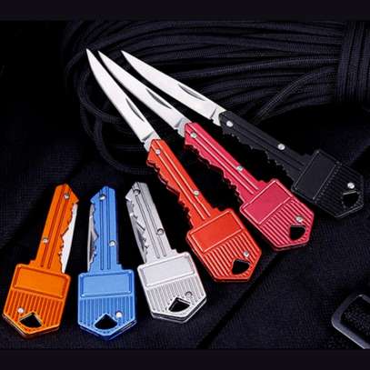 Hidden Key Shape Folding Knife Holder Keychain Portable Mini image 7