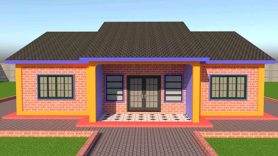 3 bedroom house plan with flat roof image 1