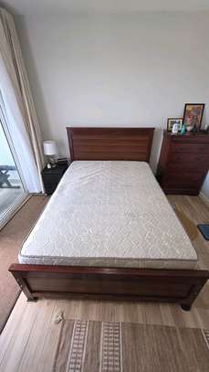 Wooden Bed + Mattress+2 Bedside 2 with Drawer image 2