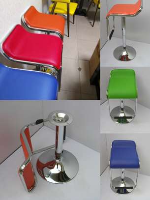 Barstool: Swivel Adjustable Leather Metal Frame Barstools image 3