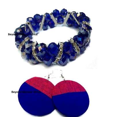 Womens Blue crystal Bracelet and earrings image 1