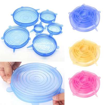 6 pcs Reusable Silicone Food Covers image 1