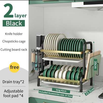 High quality heavy duty 2tier dish rack with cutlery holder image 1