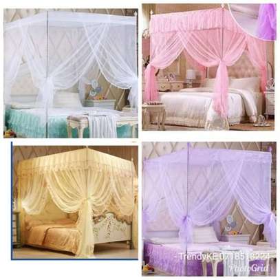 Four Stands Mosquito Net With Metallic Stand-varrying colours image 1