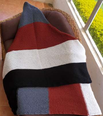 Warm Hand Knitted shawl blanket image 5
