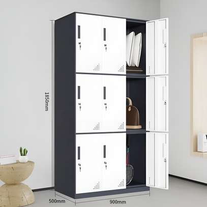 Office Cabinet: Nine Lockers Gray Office Staff Cabinet image 2