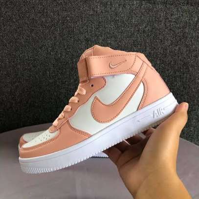 Nike Air Force 1 Sneakers High top Sports White Peach Shoes