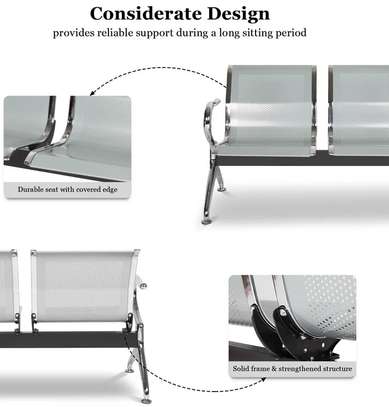 Office Bench: 3-Seater Silver Waiting Bench image 2