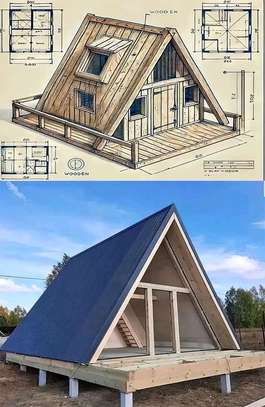 A-Frame wooden villa construction image 1