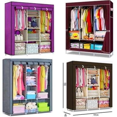 3 column portable foldable wardrobe cloth organizer image 1