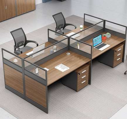Office Workstation : Ergonomic Layout Office 4-Way WorkDesk image 3