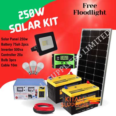 250W Solar fullkit with CHLORIDE EXIDE 75 MF 2pcs image 1