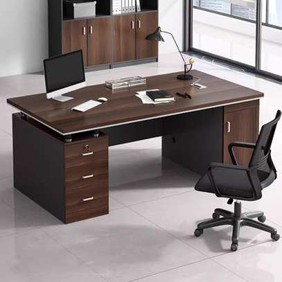 1.4 M Rectangular Executive Office Desk with Drawers image 9