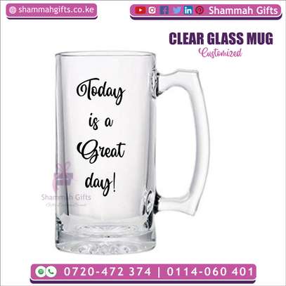 CLEAR GLASS MUG Branded with your details image 3
