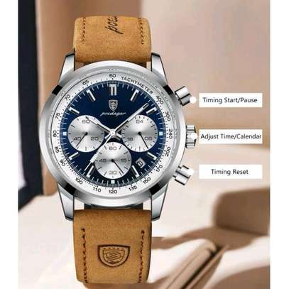 Poedagar Men's Watch Top Luxury Brand Leather strap image 1