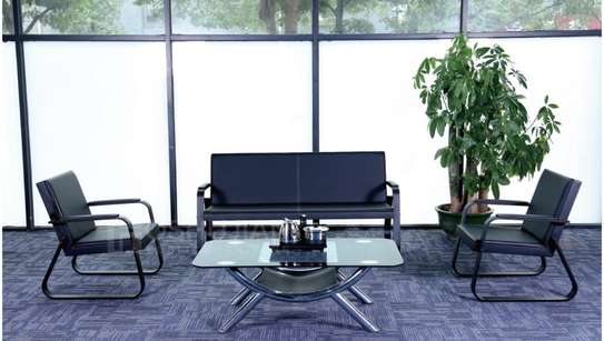 Black Fabric 5 Seaters Sofas For Reception image 3