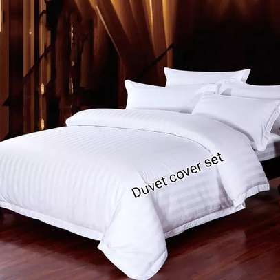 Whites stripped cotton bedsheets / duvets covers image 1
