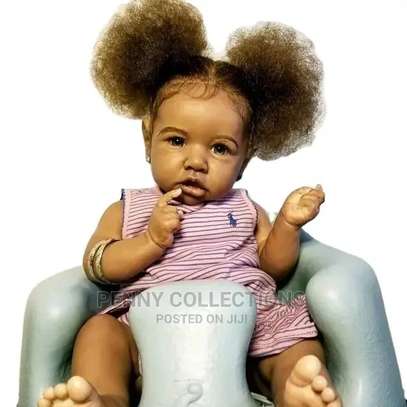 22 Inch Cute African Silicone Reborn Baby Doll image 1