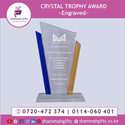 Crystal Award Trophies - Engraved with your message/logo image 4