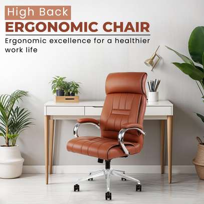 Office Chair: Brown Adjustable Lift Executive Office Chair image 3