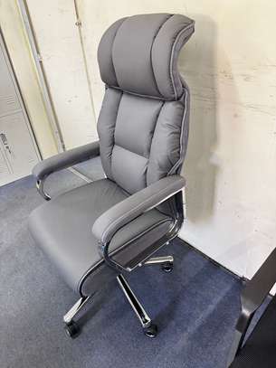 Office Chair: High Back Gray Leather Office Chair image 2