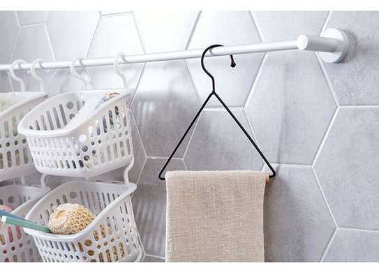 Nordic Geometric design wood iron towel storage rack image 4