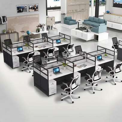 6-Person Modular Office Desk – Partitioned Workstation image 3