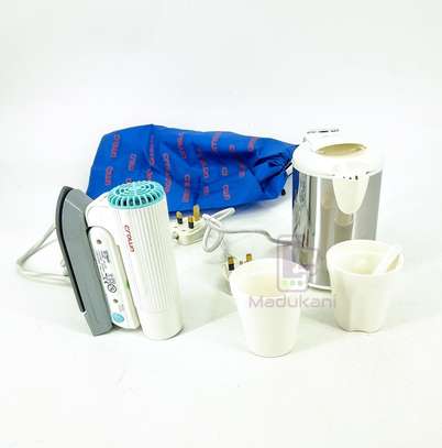 Kettle with Cups, Iron, Hair Dryer Travel Kit Gift Set image 5