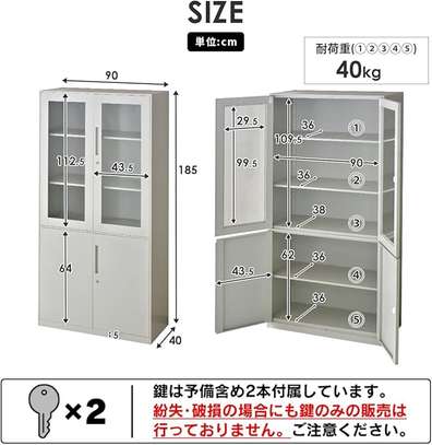 Industrial White Half Glass Steel Cabinet image 6
