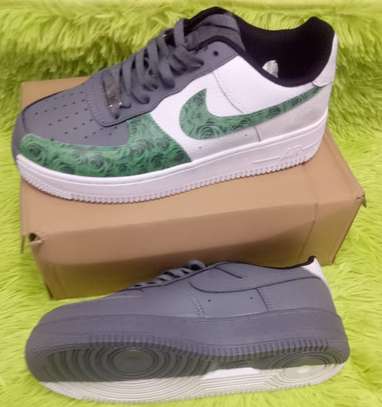 Green/Grey/White Nike Sneakers AF1 Air Force One Custom Shoe image 2