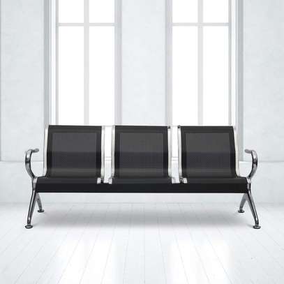 Waiting Bench: Black Steel Non-Padded Waiting Bench image 2