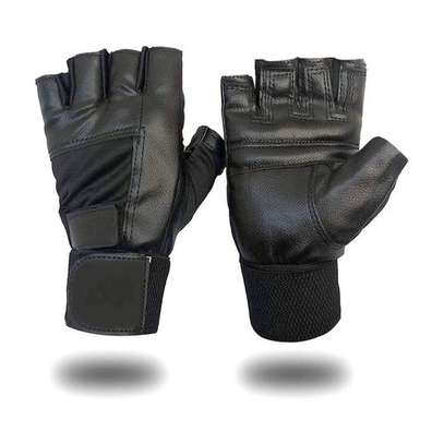 Leather gym gloves-adjustable wrist straps image 1