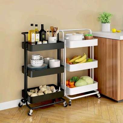 Multi-functional movable trolley storage rack image 1