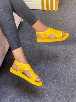 Ladies Breathable Fashion Women Sandals Open Toe Flat Yellow image 1